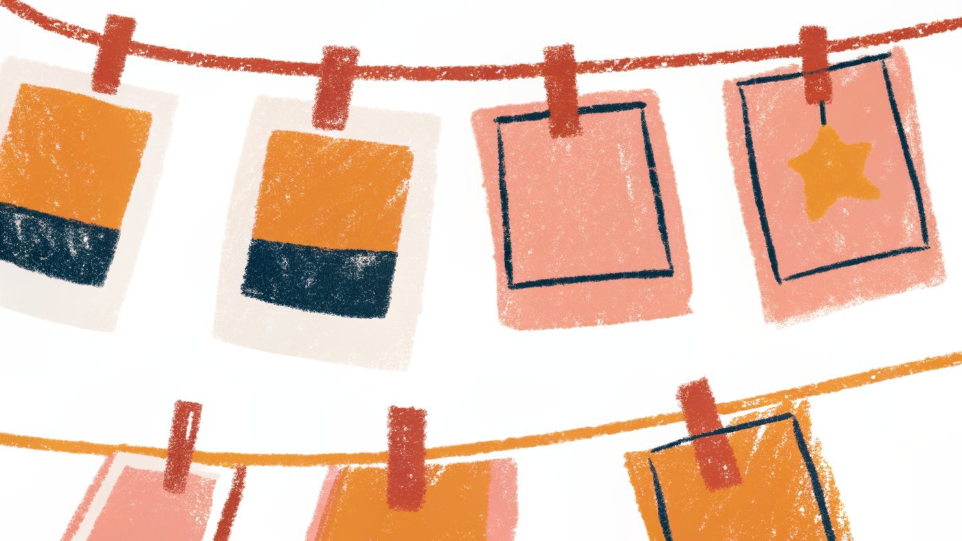 Illustration of six short-form clips cut from one long video, pinned across a weekly posting calendar like a clothesline